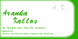 aranka kallos business card